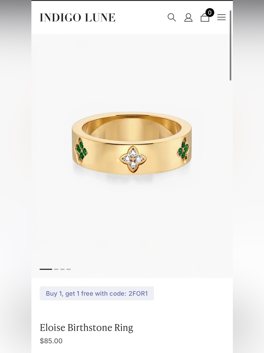 indigo lune gold plated/emerald ring bundle - Picture 4 of 12